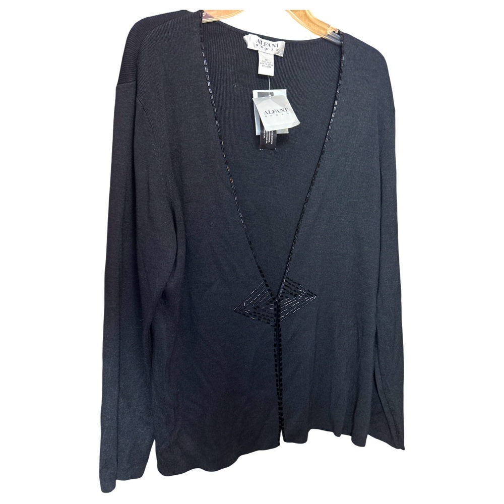 Alfani woman black bead trimmed cardigan. Size‎ 1x —new with tags